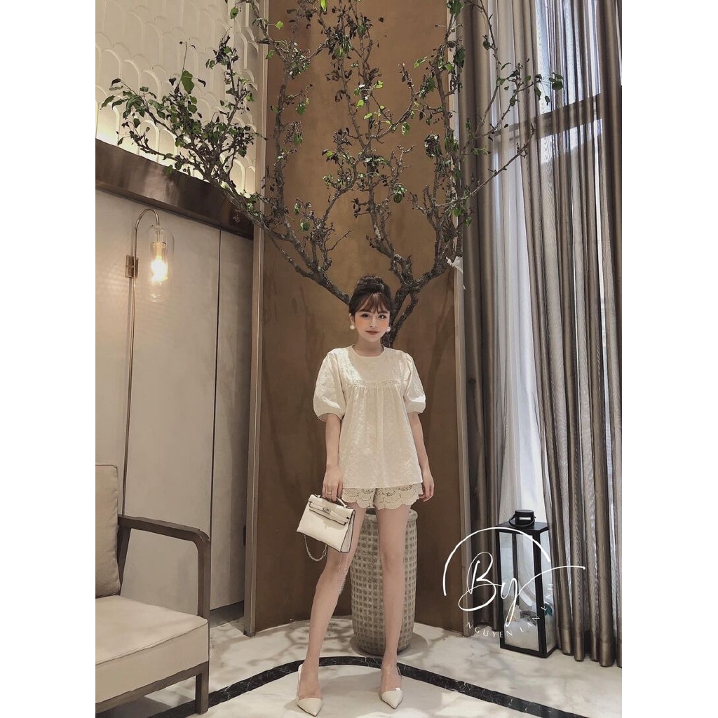 Áo thô mềm pha ren quảng châu