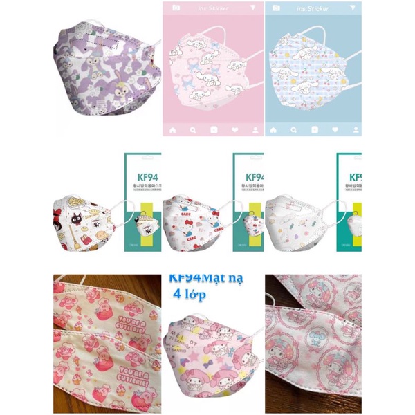 1 Túi 10 Chiếc Khẩu Trang KF94 Hoạ Tiết Dễ Thương