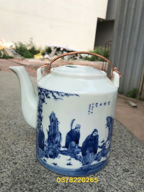 Ấm tích bát tràng 1,5lit hàng đẹp quai đồng