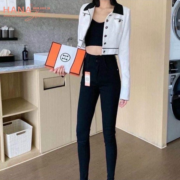 Quần jean nữ cạp cao gen bụng chất bò giấy siêu co giãn skinny phong cách Hàn Quốc M013