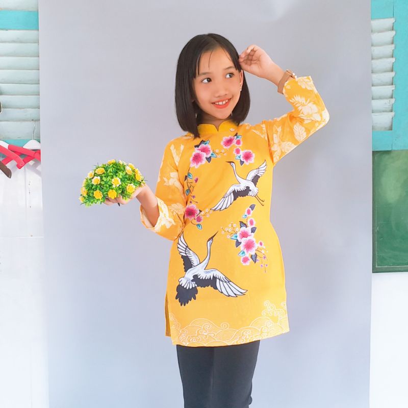 (Giảm Giá) ÁO DÀI CHIM HẠC (18-26Kg)