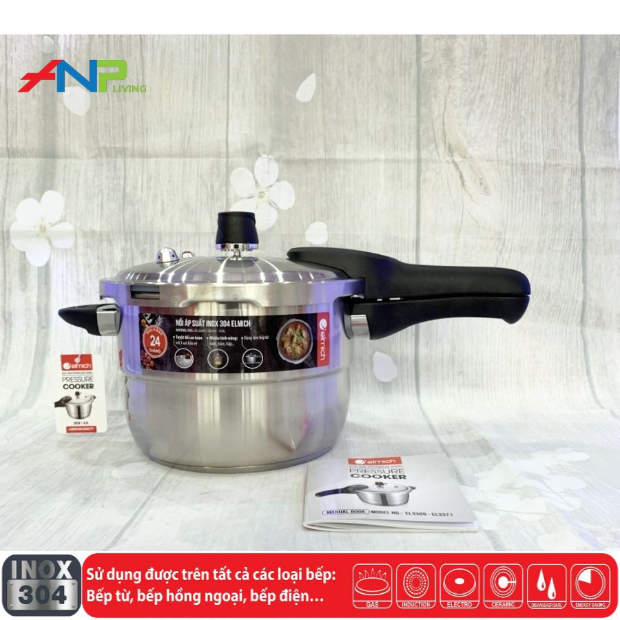 Nồi Áp Suất Inox 304 Elmich EL-3369 (20cm - 4L) / EL-3371 (22cm - 5.5L) - Hàng Nhập Khẩu Chính Hãng