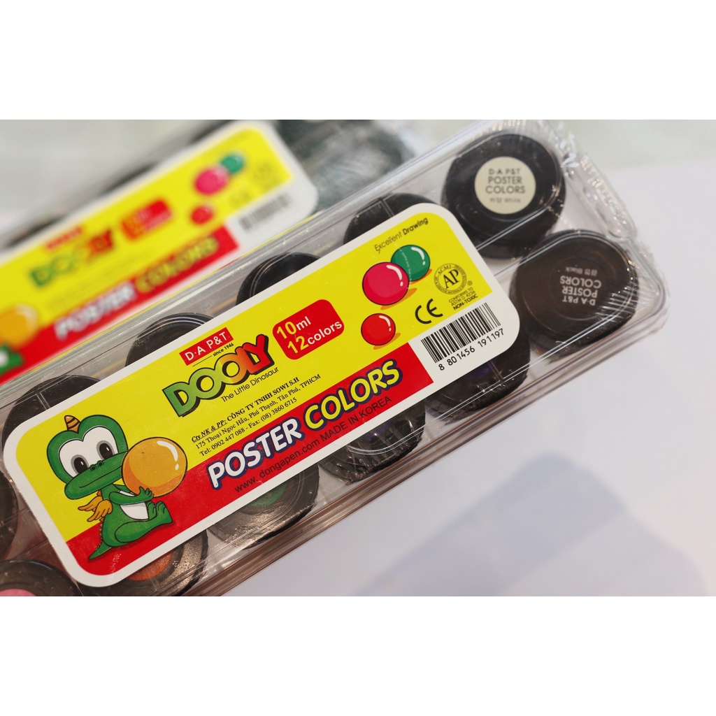 Màu poster, màu bột Dooly DongA 12 màu - 10ml/ 30ml