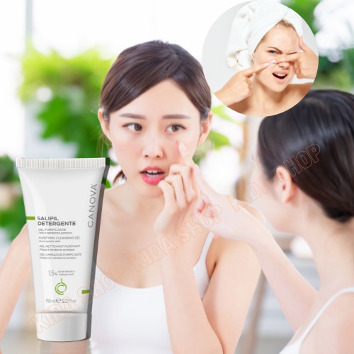Sữa rửa mặt kiềm dầu, giảm mụn, chăm sóc da sạch mát, sảng khoái cho da dầu mụn ngứa CANOVA 150ml dạng gel  - Nhập Ý | BigBuy360 - bigbuy360.vn