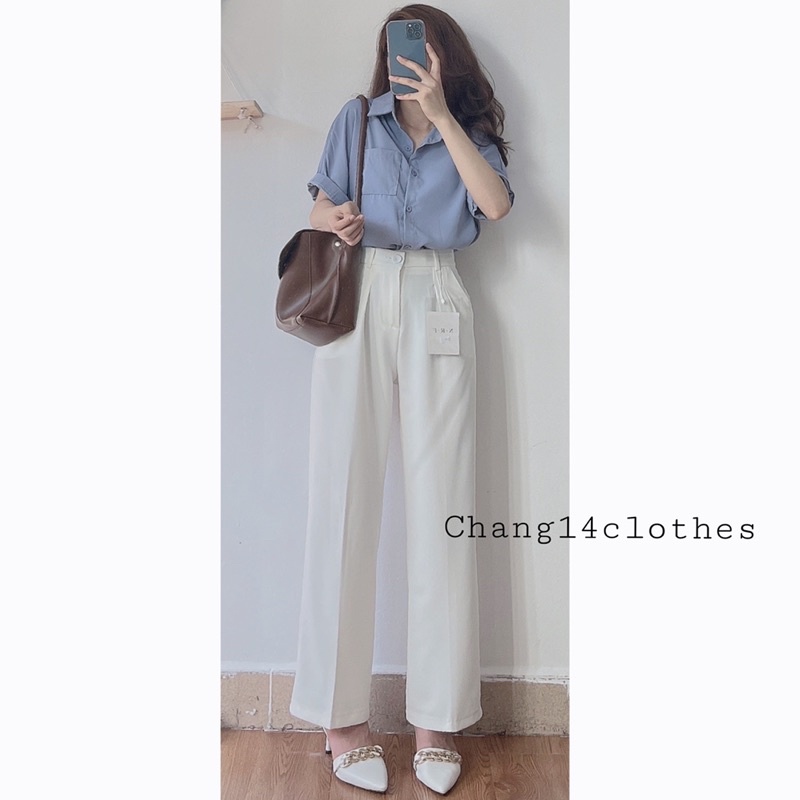 Quần âu vải thụng ống rộng suông công sở nữ hàng dày đẹp đứng form | BigBuy360 - bigbuy360.vn