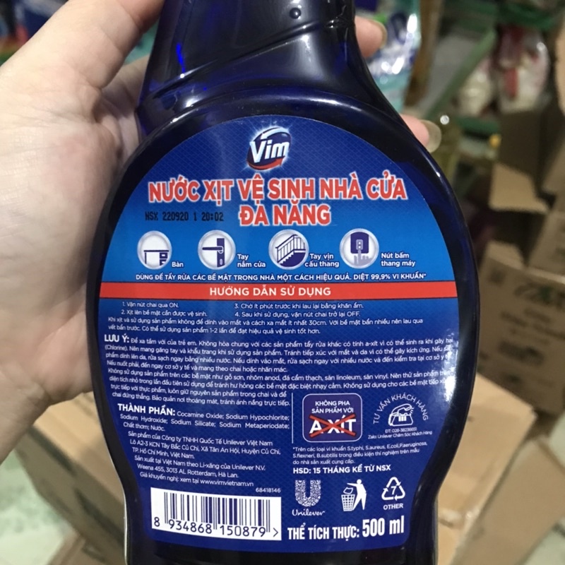 Nước Xịt Vệ Sinh Nhà Cửa Đa Năng Vim 500ml