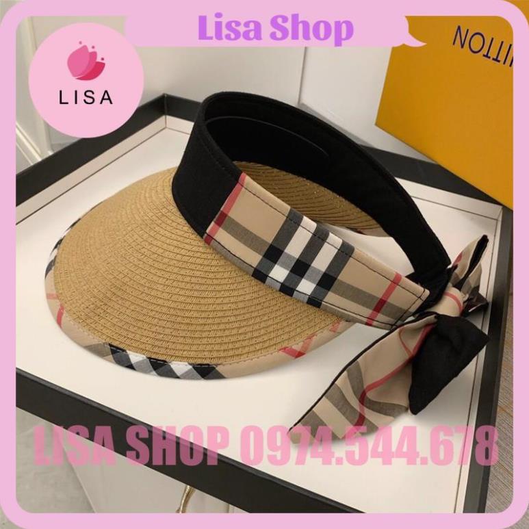 [HÀNG LOẠI 1- CAO CẤP]  Mũ cói nửa đầu, nón cói đầu trống rộng vành gắn nơ sau phong cách Hàn Quốc Lisa, M30