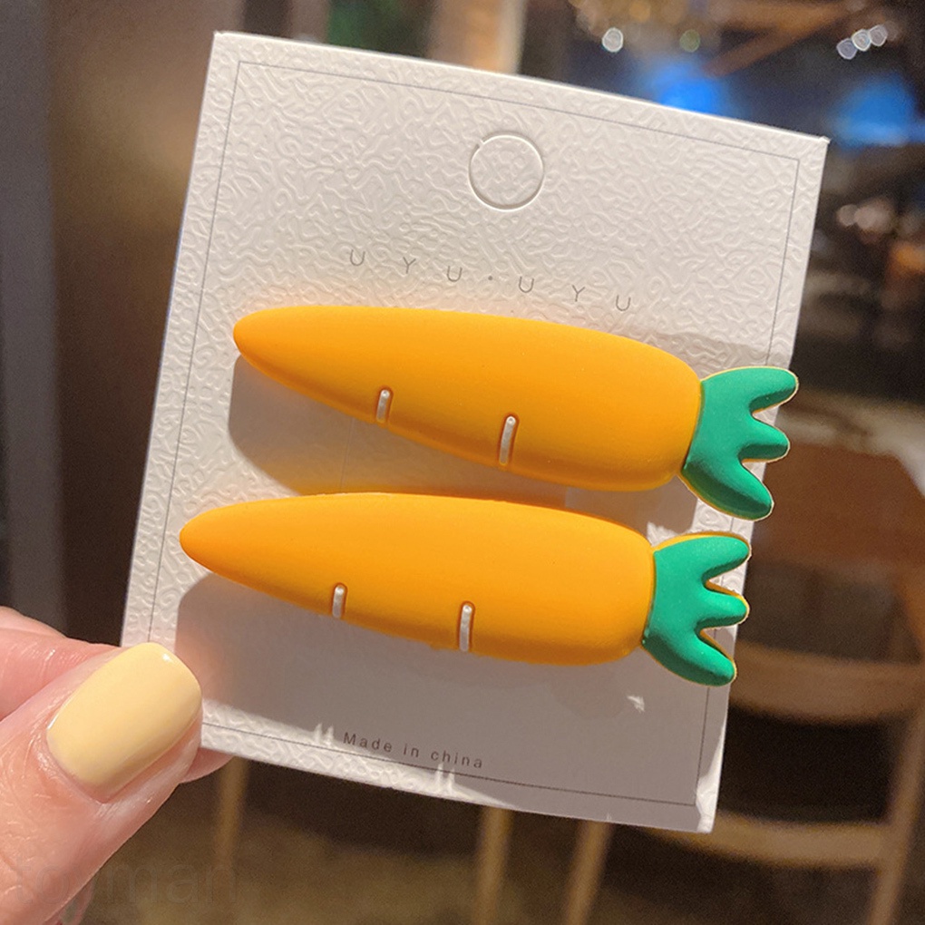 Set 2 Kẹp Tóc Kim Loại Hình Trái Cây Dễ Thương Cho Bé Gái