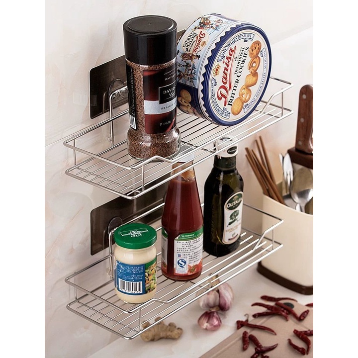 Kệ Inox 304 Dán Tường,Kệ Nhà Tắm Hình Chữ Nhật Dài 35cm (MP01)