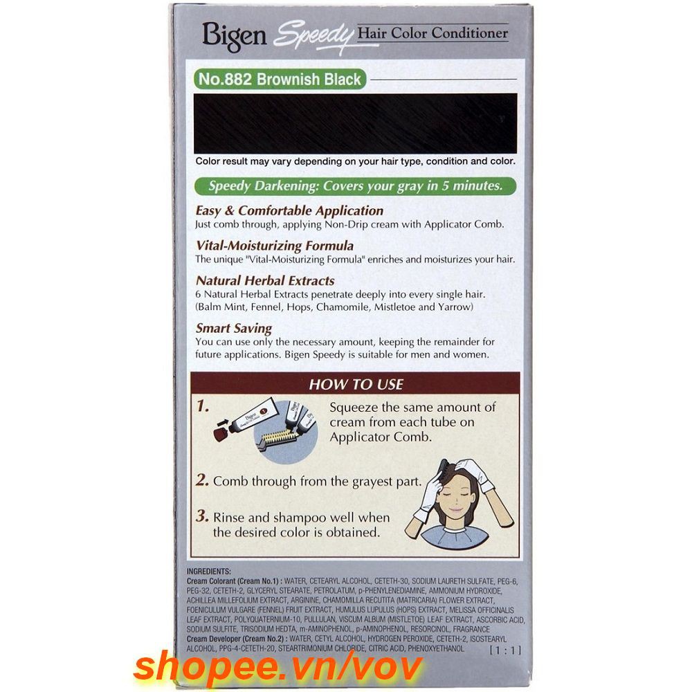 Thuốc Nhuộm Tóc Bigen 882 Nâu đen  100% chính hãng. vov cung cấp và bảo trợ.