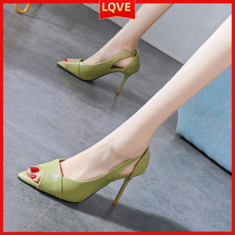 Giày Cao Gót 8CM Hở Mũi Phong Cách Hàn Quốc Cho Nữ