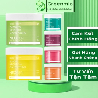 Miếng tẩy da chết neogen tẩy trang neogen gauze peeling chanh, trà xanh, than tre, rau má cica, carrot, vang đỏ