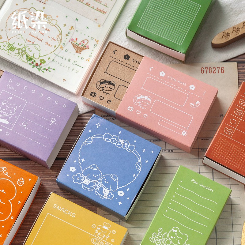 Con dấu gỗ làm sổ trang trí planner kiểu dáng note