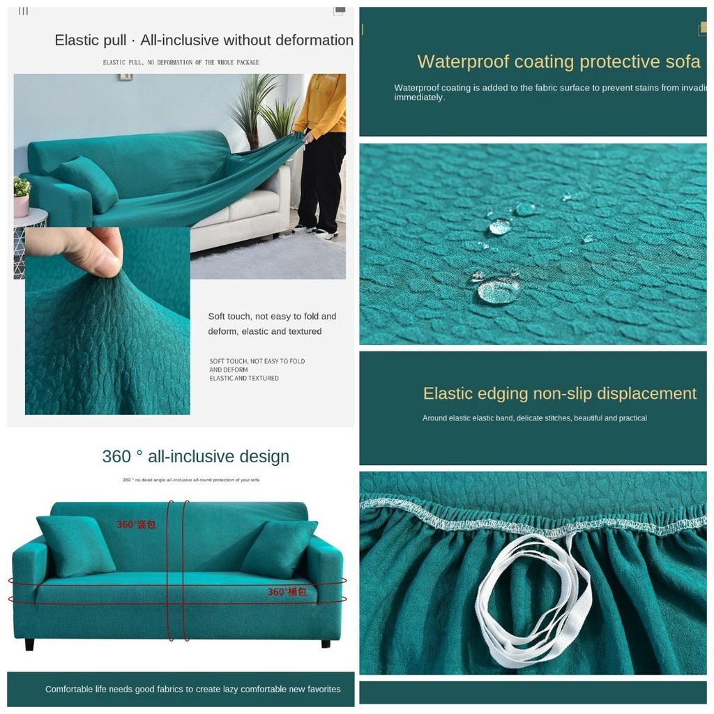 Vỏ bọc ghế sofa 1/2/3/4 chỗ ngồi hình chữ L co giãn chống thấm nước trang trí nhà cửa