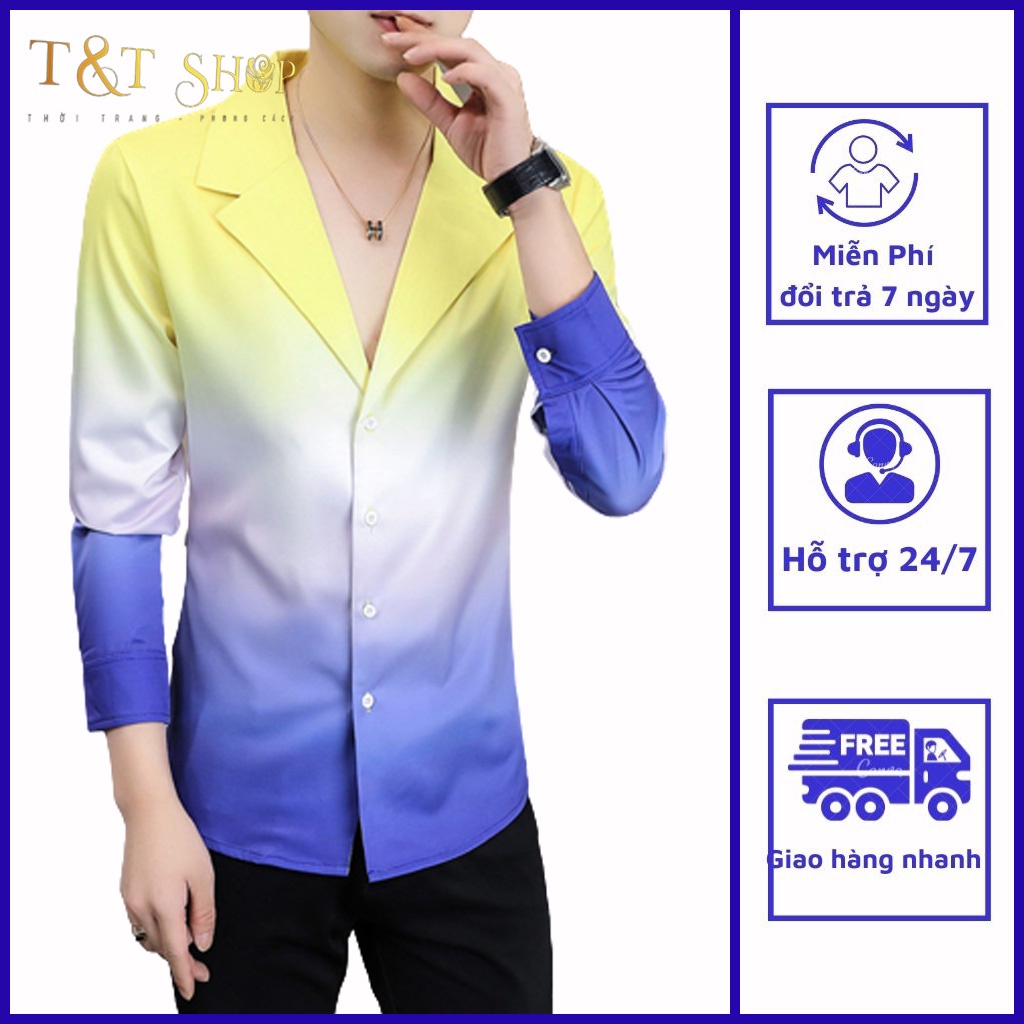 Áo sơ mi màu sắc trẻ trung phá cách hợp với các buổi tiệc mã- t14
