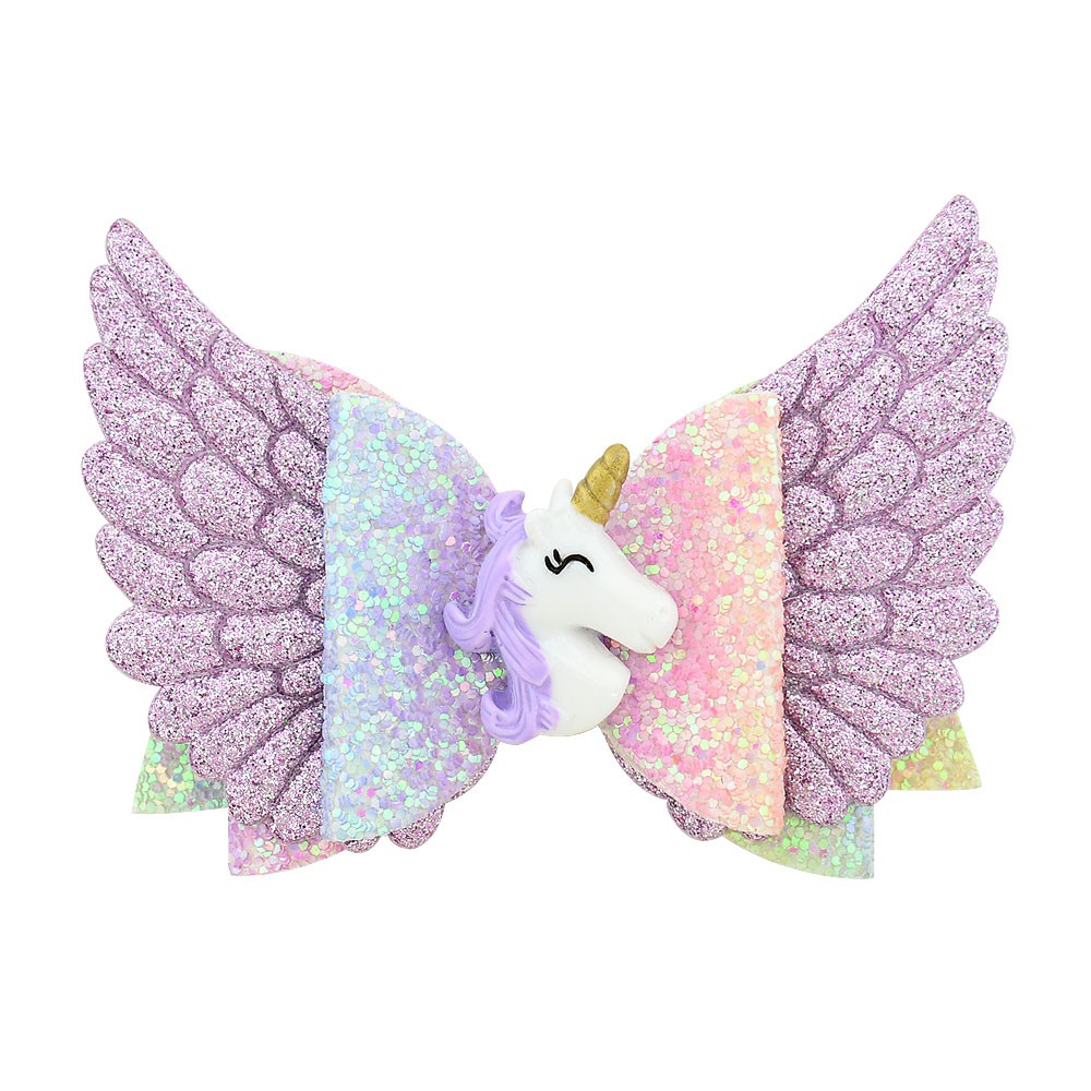 Kẹp tóc KIDSBOWS hình nơ kỳ lân kim tuyến lấp lánh cho bé