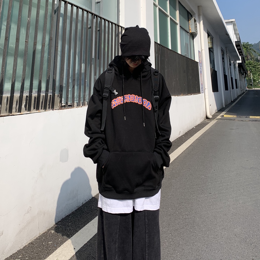 Áo hoodie đen nam nữ form rộng Yinxx phong cách ulzzang vải nỉ bông dày dặn HD36