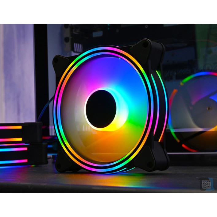 Fan Case Coolmoon M1 - Led RGB (Led tâm + Led viền) - Đồng bộ qua Hub Coolmoon