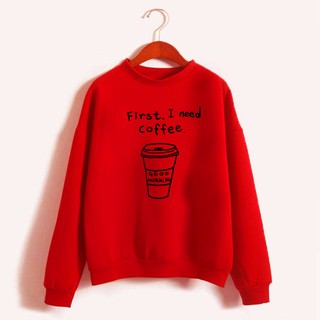 Áo Sweater Cổ Chui In I NEED COFFEE