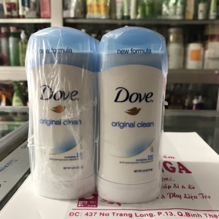 Lăn sáp khử mùi nữ Dove 74g Original Clean Invisible solid - Mỹ