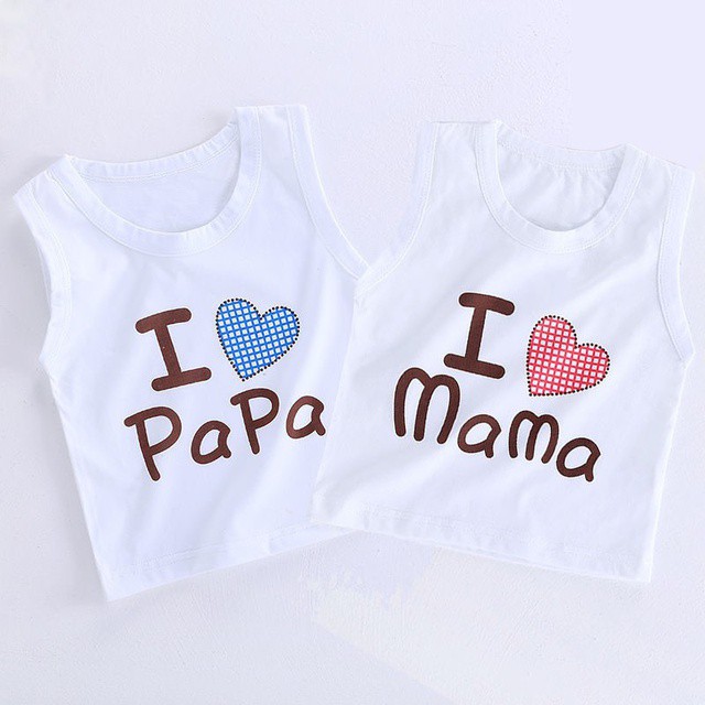 ÁO BA LỖ CHO BÉ💥SIÊU ĐÁNG YÊU💥ÁO BA LỖ CHO BÉ TRAI BÉ GÁI MẪU I LOVE MAMA, PAPA