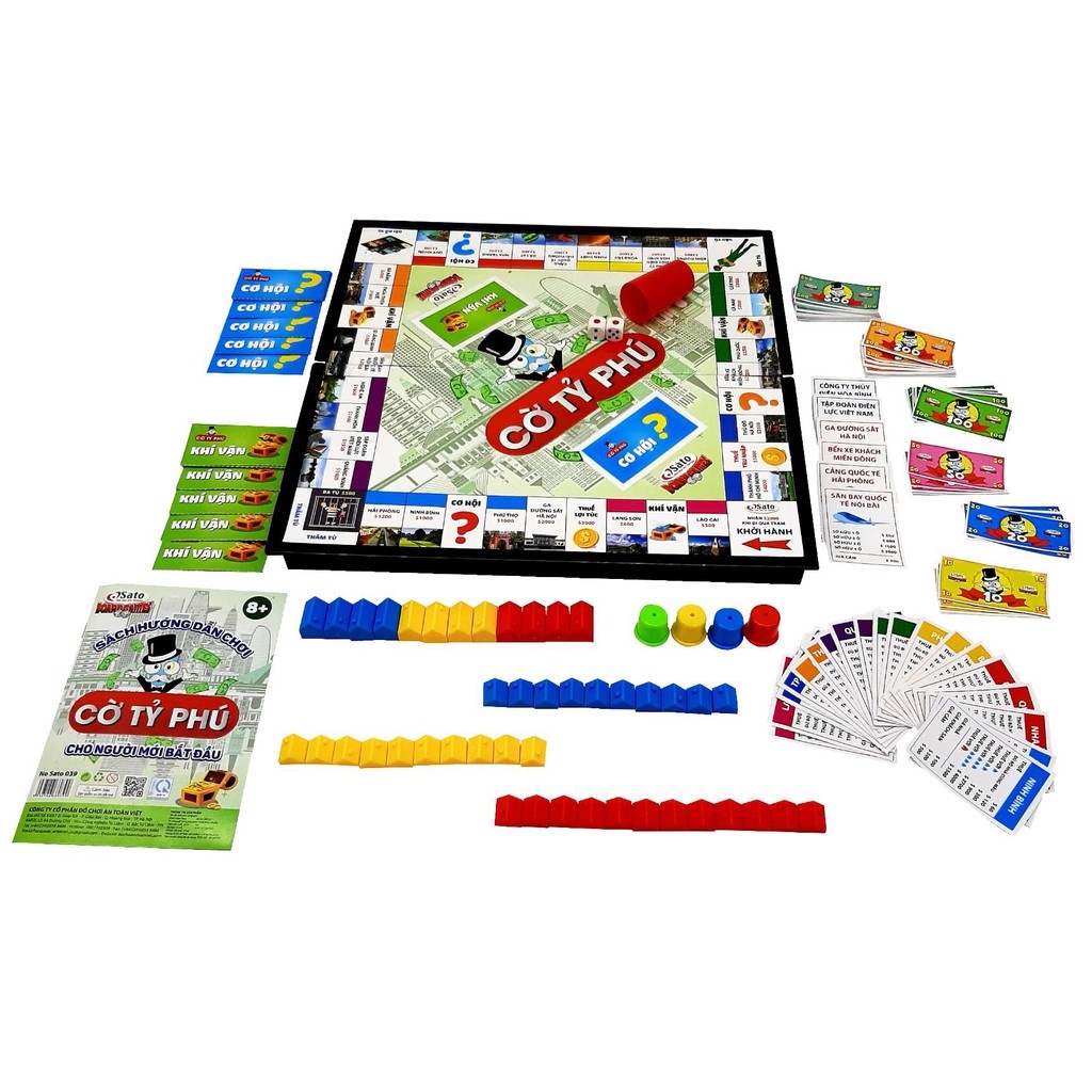 Cờ tỉ phú monopoly vui nhộn cao cấp, an toàn có chọn cỡ 31x31cm, 42x42cm chính hãng dododios