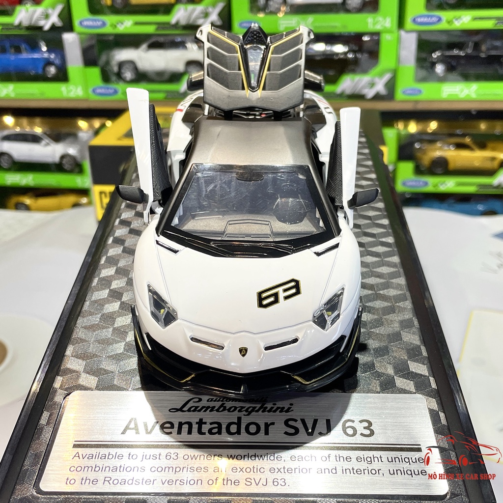 Mô hình xe ô tô hợp kim Lamborghini Aventador SVJ63 tỉ lệ 1:24 hãng MSZ 2 màu