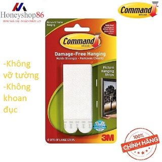 Miếng dán treo tranh trắng 7.2kg vỉ 8 miếng command 3m 17206 honeyshop86