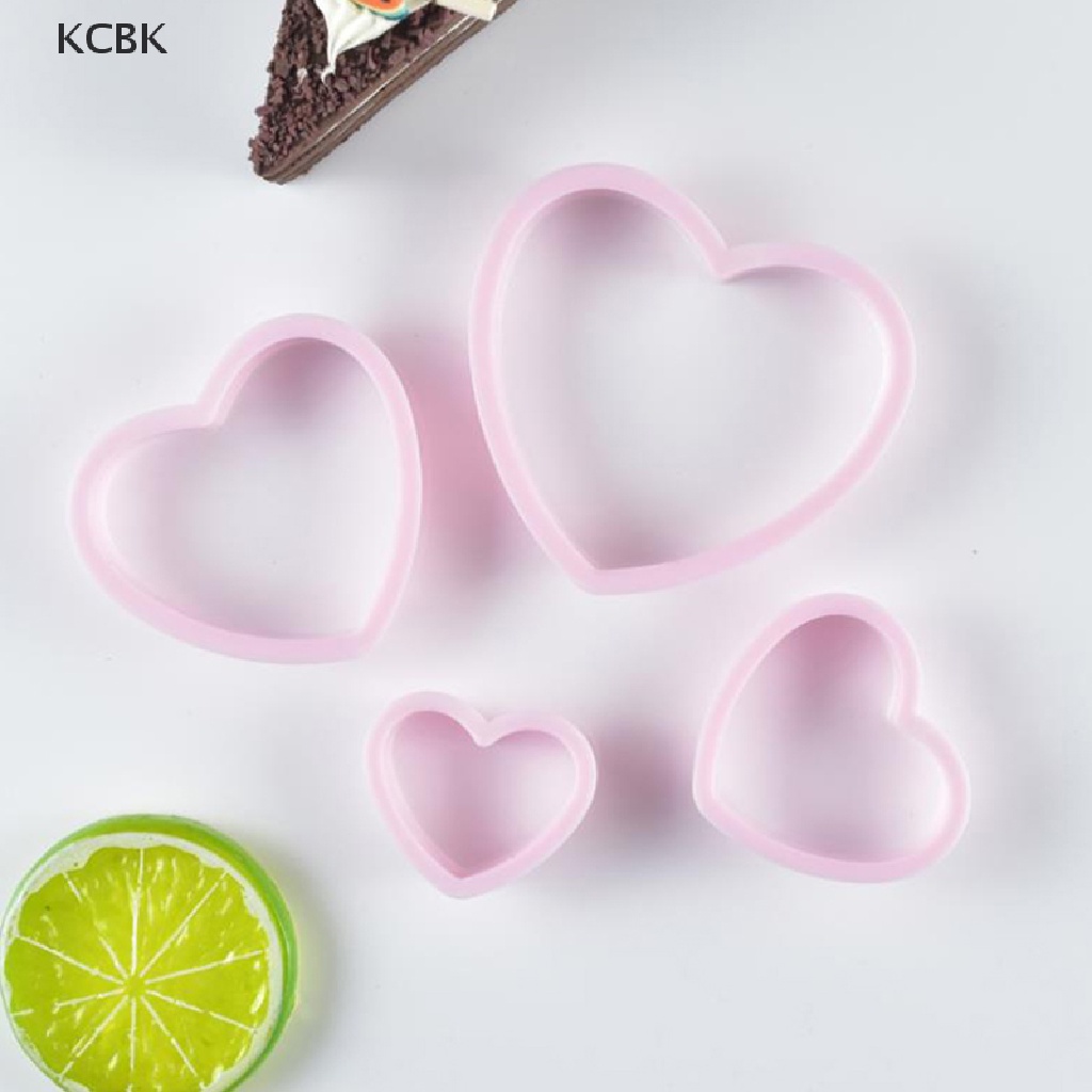 KC 4pcs Heart Shaped Plastic Cake Mold Cookie Cutter Biscuit Stamp Sugar Craft BK