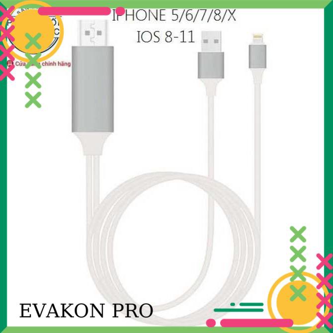 Cáp HDMI cho Iphone 5/6/7/8/X và Ipad dài 2M IOS 8-13 mới nhất 2021 - CẮM LÀ CHẠY