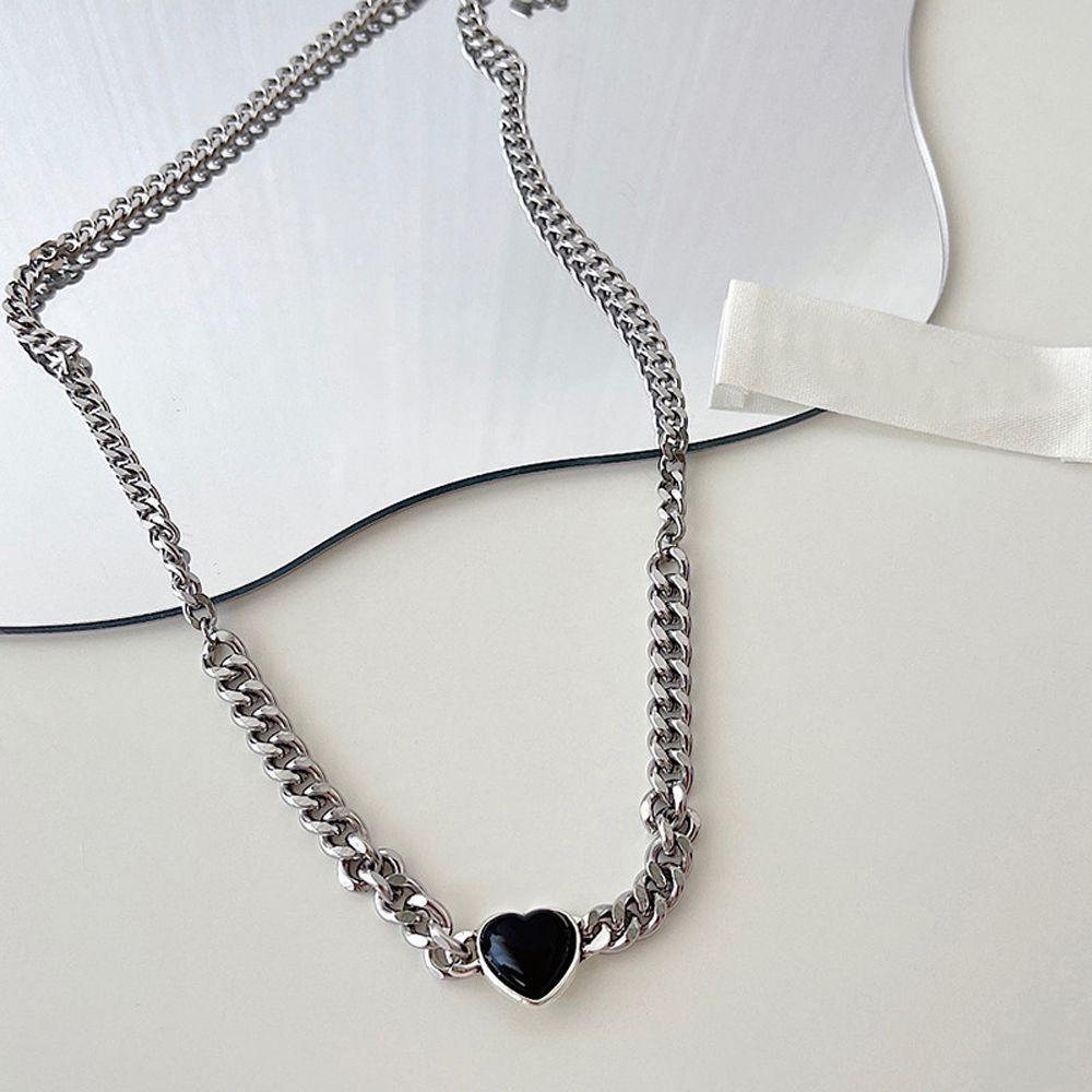 Vòng Cổ Choker Bằng Hợp Kim Mặt Trái Tim Phong Cách Punk Hàn Quốc Dành Cho Nữ