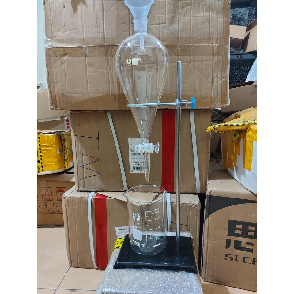 Bộ tách tinh dầu , phễu chiết quả lê + bộ giá đỡ