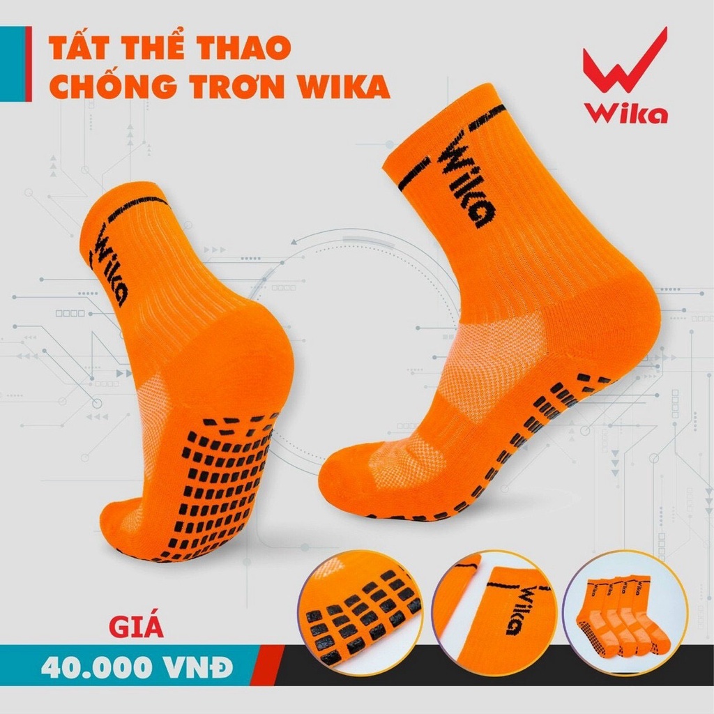 Tất đá bóng chống trơn Wika thể thao dệt kim cổ lửng cao su non bàn chân cao cấp - 2EVSHOP