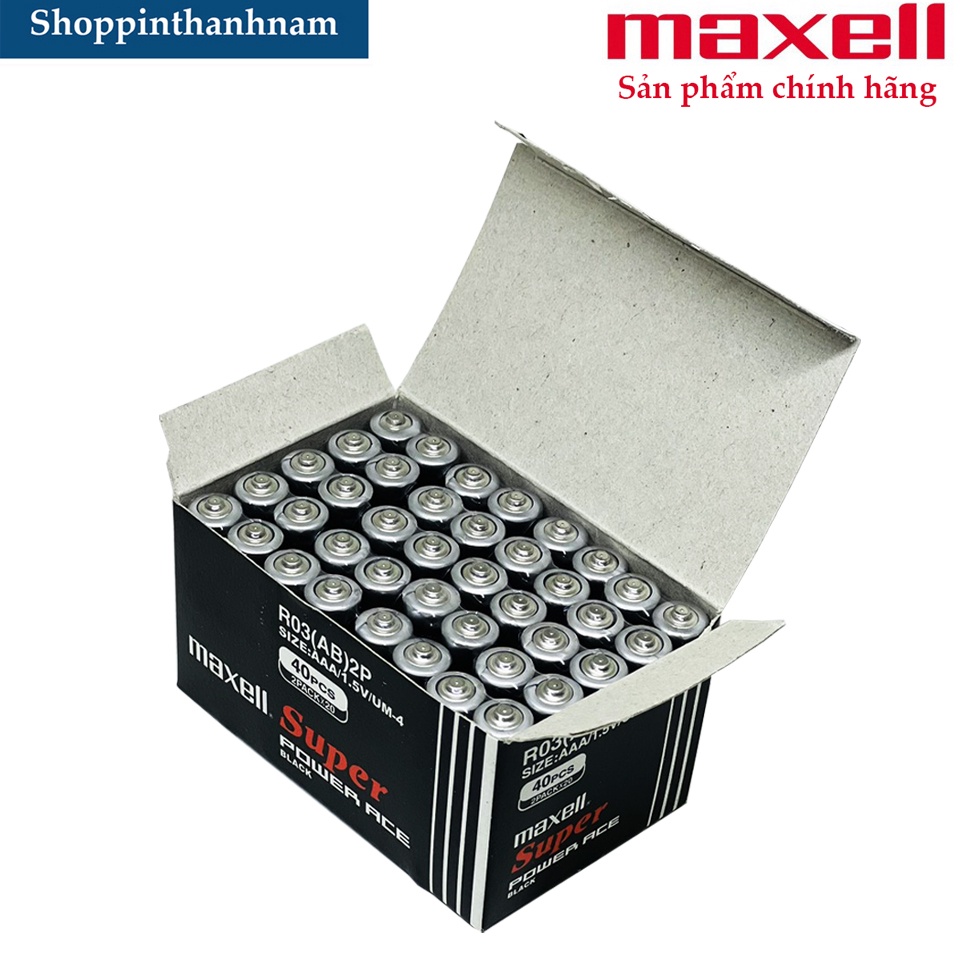 Hộp 40 viên pin AAA Maxell đũa R03P - Hàng chính hãng