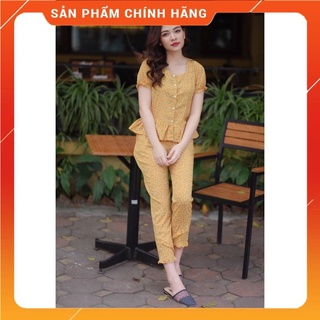 Bộ kate Thái tay ngắn quần dài hoa nhí dễ thương