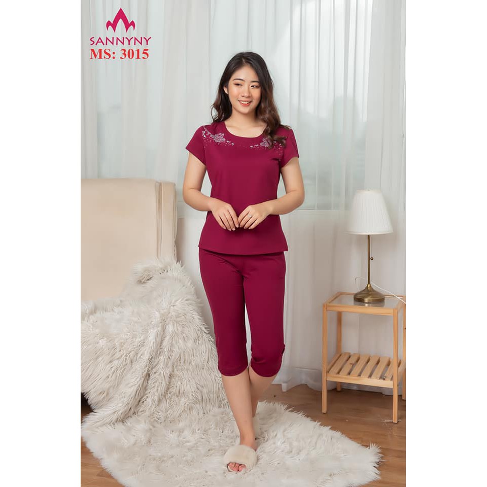 Bộ trung niên cho mẹ mặc nhà chất cotton bigsize Sannyny code 3015