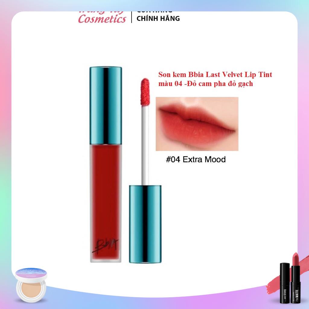 Son kem Bbia Last Velvet Lip Tint màu 04 -Đỏ cam pha đỏ gạch