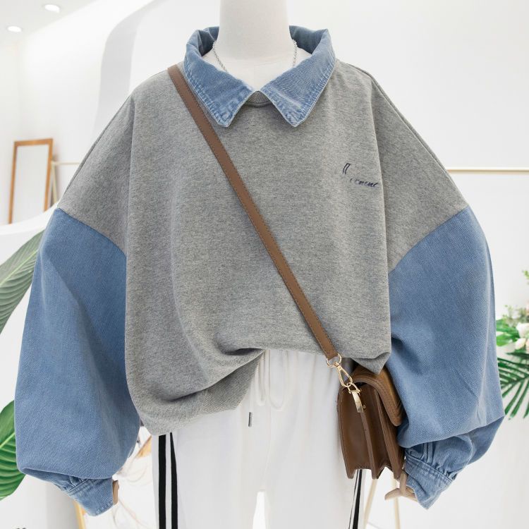 Áo Khoác Denim Mỏng Màu Sắc Tương Phản Phong Cách Hàn Quốc Thời Trang Cho Nữ