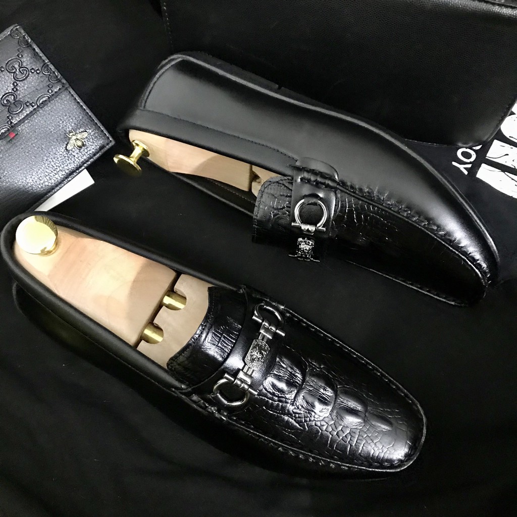 Giày Lười nam in vân cá sấu siêu chất