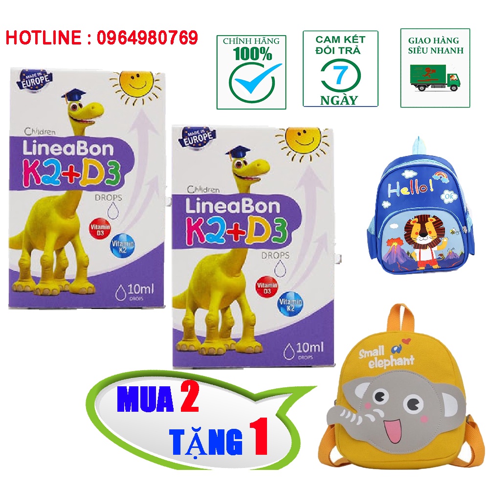Combo 2 lọ lineabon k2 d3 bổ sung k2 d3 giúp tăng khả năng hấp thu canxi cho trẻ