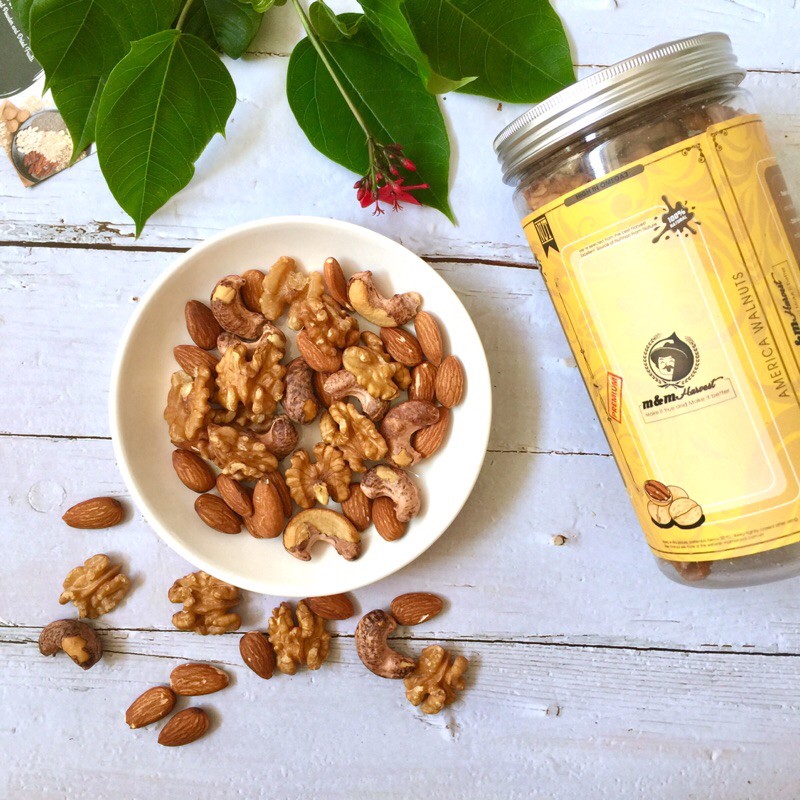 MIX NUT 3 loại hạt Thượng Hạng( Hạnh nhân Mỹ, óc chó Mỹ, hạt điều cồ size cực to) 250g/500g