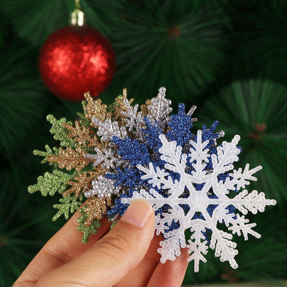 12 Bông Tuyết Lấp Lánh Chất Lượng Cao 7.5cm DIY Dùng Để Treo Trang Trí
