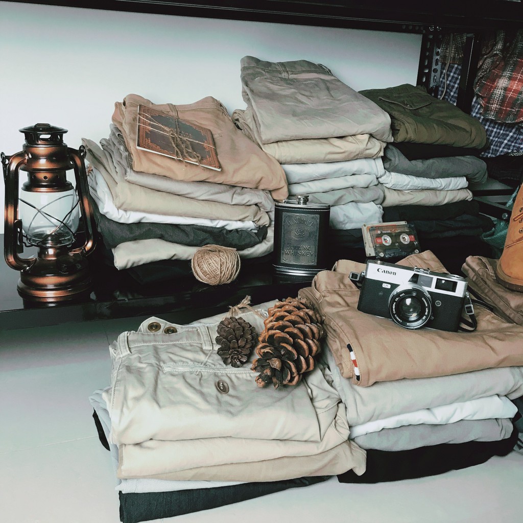 Quần kaki Nhật 2hand  vintage, bụi bặm, cổ điển, retro