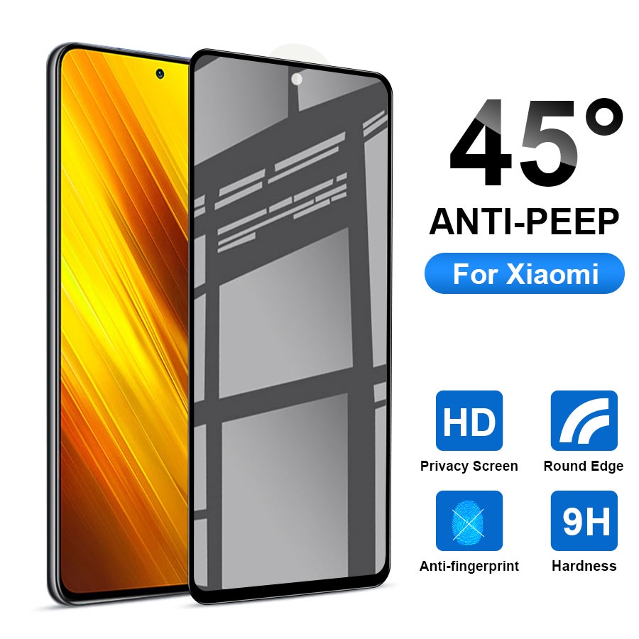 Kính Cường Lực Chống Nhìn Trộm Full Màn Xiaomi Mi 11 Lite 9T 10T 11T 12T Pro Poco M3 M4 F3 F4 X3 X4 X5 Redmi Note 7 8 9 9S 10 10S 11 11S 12 12S 9A 9C