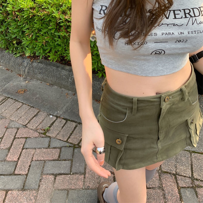 Chân váy ngắn JSC vải denim dáng chữ A lưng cao phong cách cổ điển thời trang mùa hè dành cho nữ