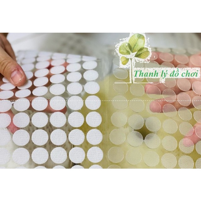 Set 100 cặp, 500 cặp băng dính nhám gai TRONG SUỐT 1,5cm làm học liệu cho trẻ