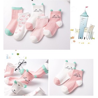 Set 5 Đôi Tất LƯỚI CỔ CAO cho bé sơ sinh 0-18m