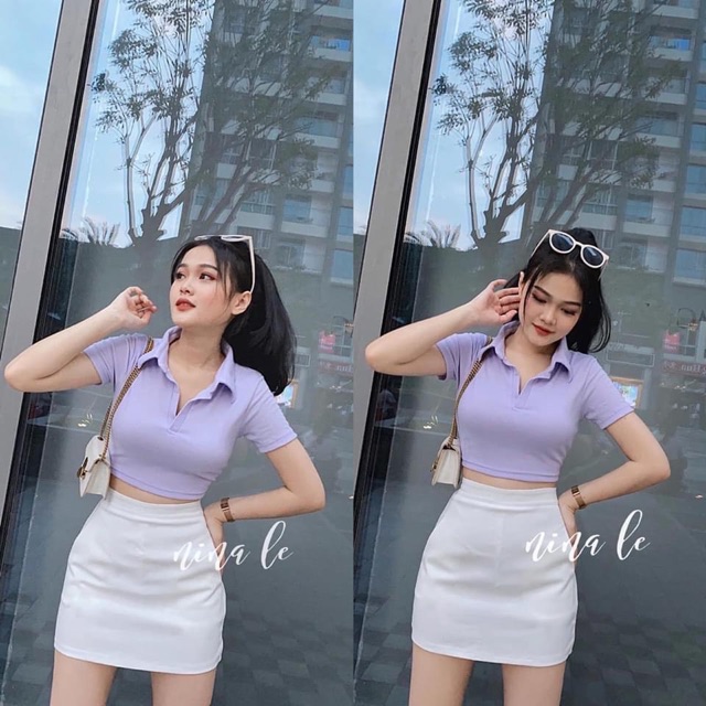 [ Mã WASTAPR giảm 10K đơn 50K] Áo Croptop body cổ bẻ trơn tay ngắn | BigBuy360 - bigbuy360.vn