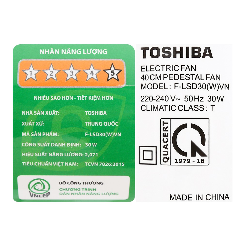 Quạt đứng Toshiba F-LSD30VN inverter quạt êm tiết kiệm điện