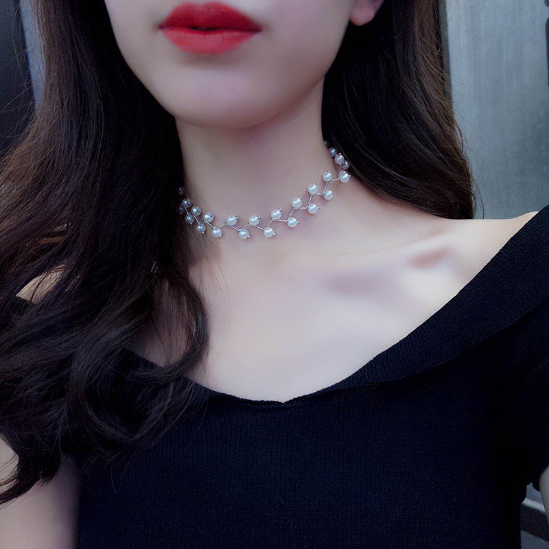 Vòng cổ HợP Kim ĐíNh NgọC Trai Giả ThờI Trang